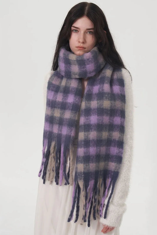 Fringe Plaid Polyester Scarf – Classic Plaid Fashion Accessory - GISTMI