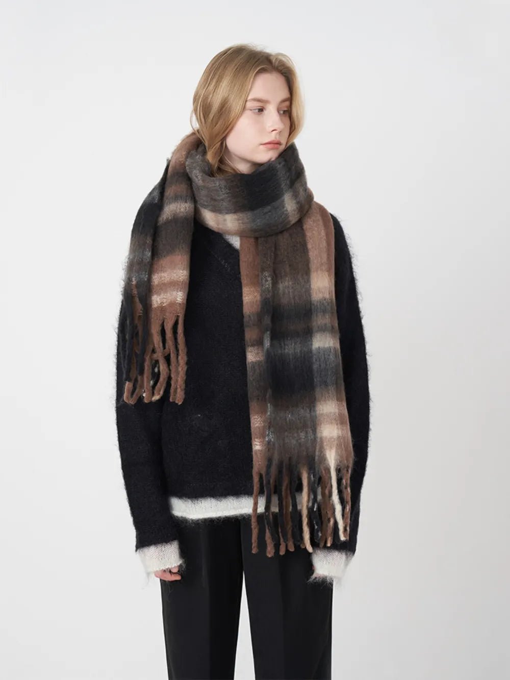 Fringe Plaid Polyester Scarf – Classic Style Meets Everyday Comfort - GISTMI