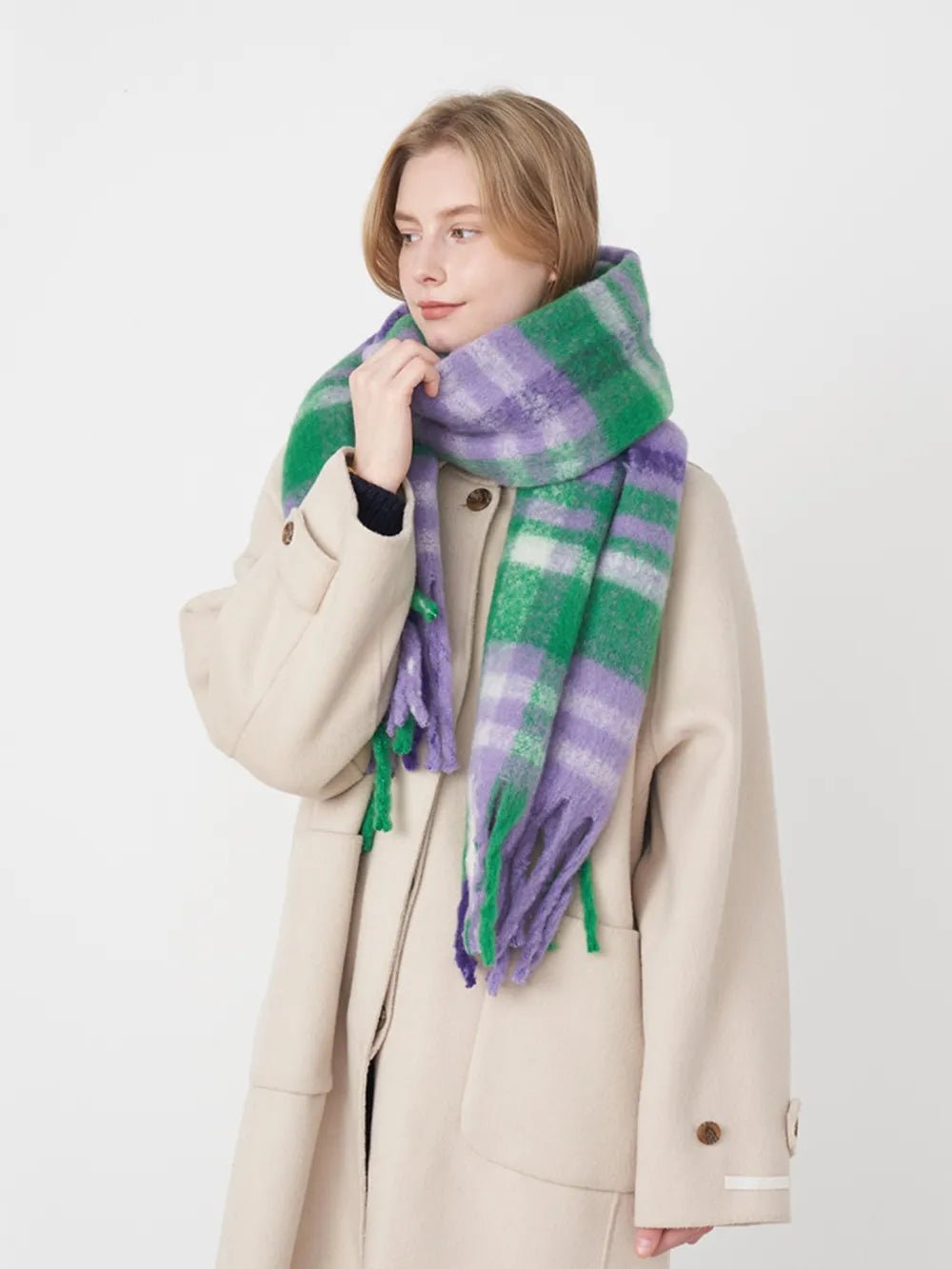 Fringe Plaid Polyester Scarf – Classic Style Meets Everyday Comfort - GISTMI