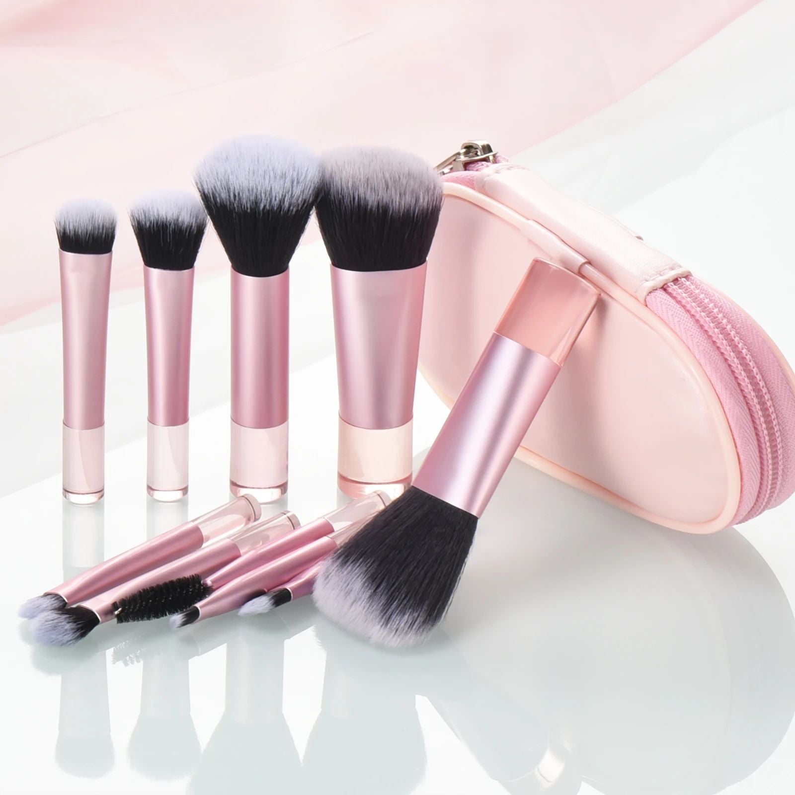 Mini Makeup Brush Set With Storage Bag – Soft Travel Brushes for Face & Eyes | Compact Portable Makeup Brush Kit - GISTMI