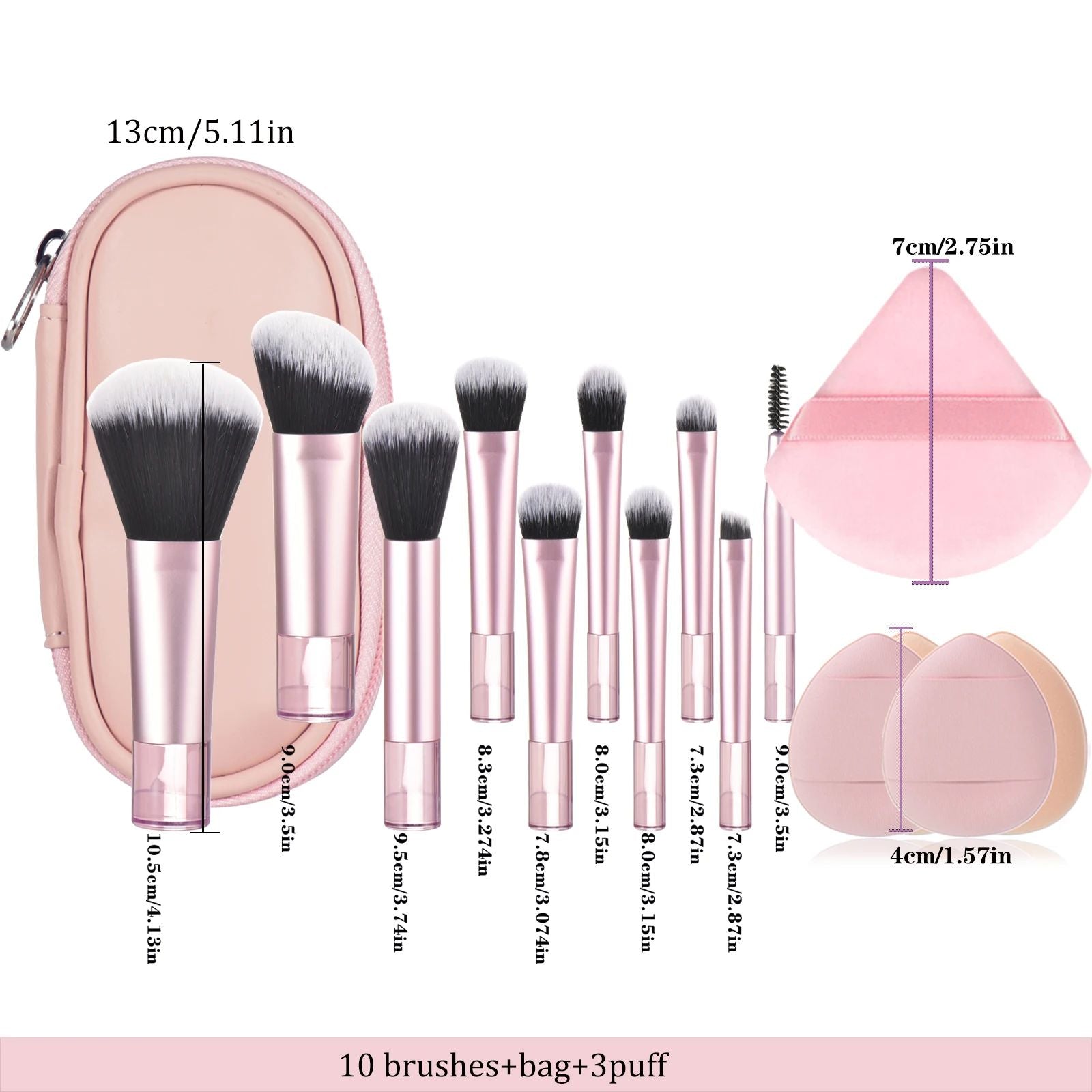 Mini Makeup Brush Set With Storage Bag – Soft Travel Brushes for Face & Eyes | Compact Portable Makeup Brush Kit - GISTMI