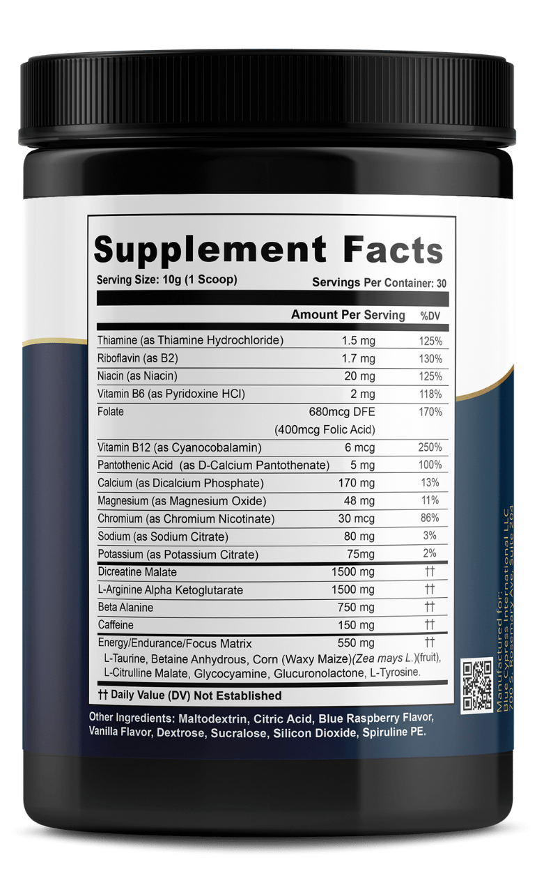 Nitric Oxide Booster Powder Mix – Blue Raspberry Flavor - GISTMI