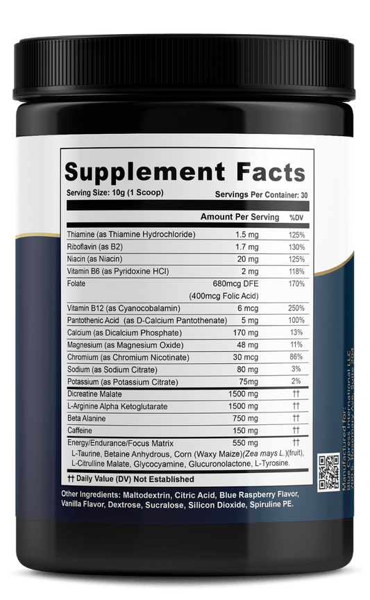 Nitric Oxide Booster Powder Mix – Blue Raspberry Flavor - GISTMI