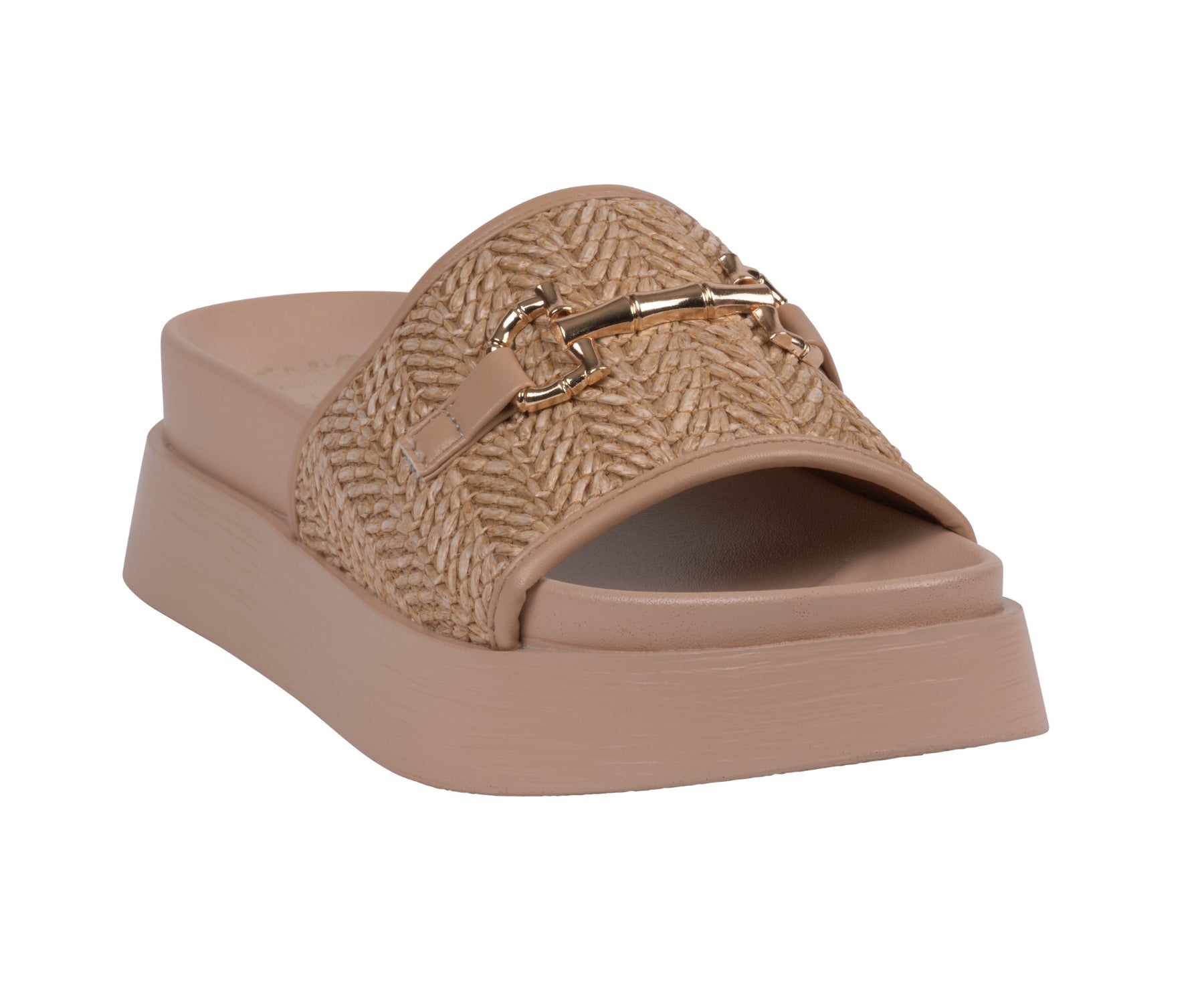 Women’s Sari Natural Woven Platform Slide Sandals – Comfortable Summer Slides - GISTMI