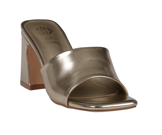 Women’s Soho Gold Square Toe Heeled Sandals - GISTMI