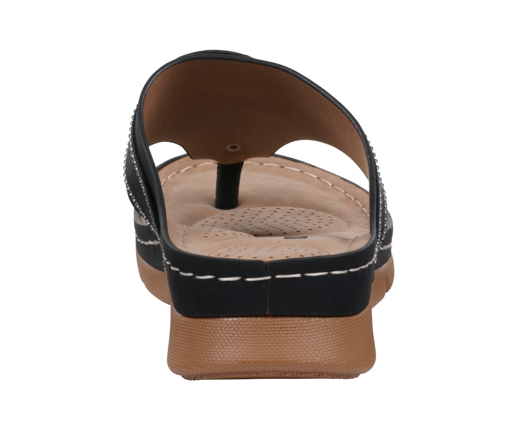 Women’s Vickie Black Flower Thong Flat Comfort Sandals - GISTMI