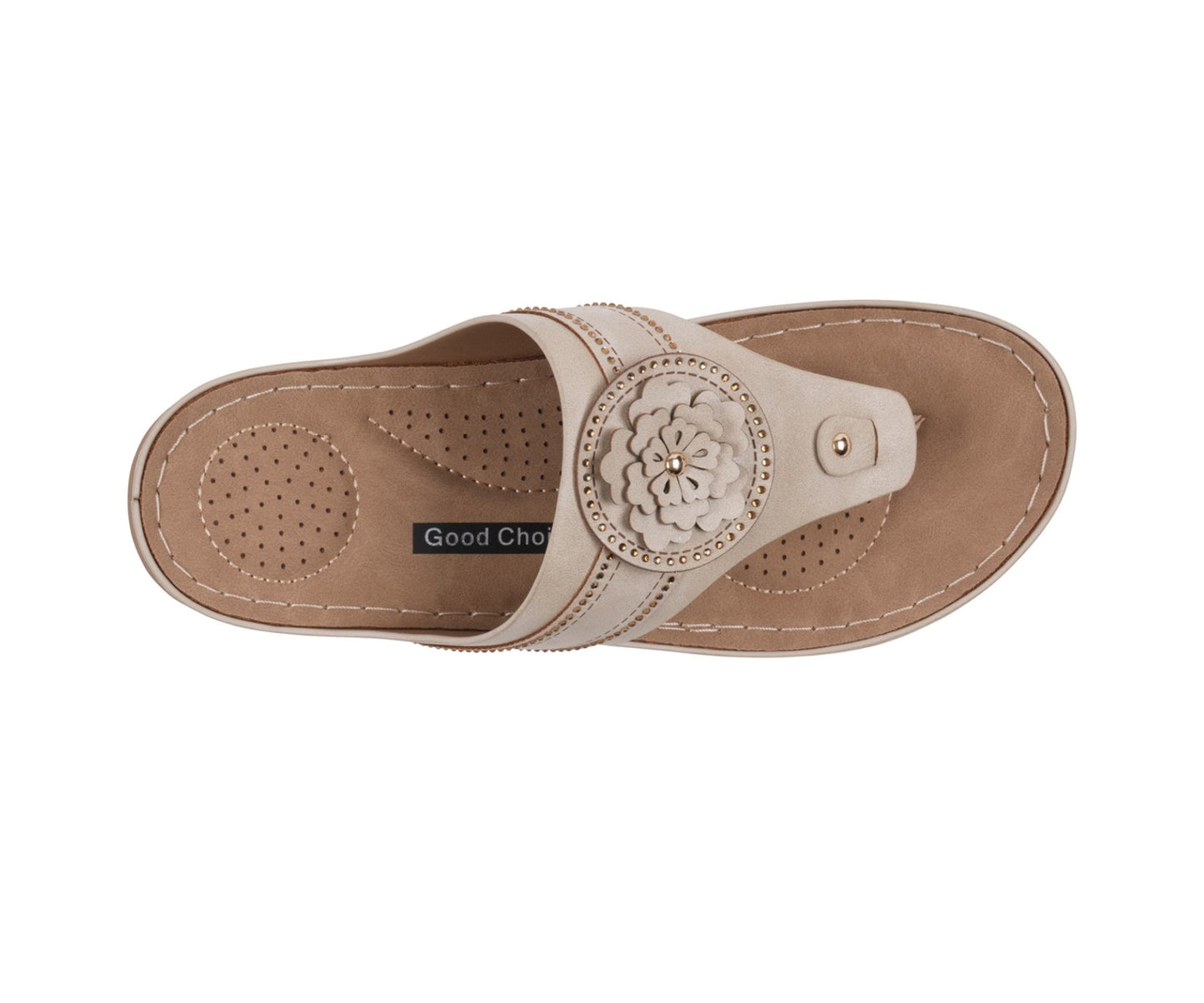 Women’s Vickie Gold Flower Thong Flat Comfort Sandals – Elegant Everyday Flats - GISTMI