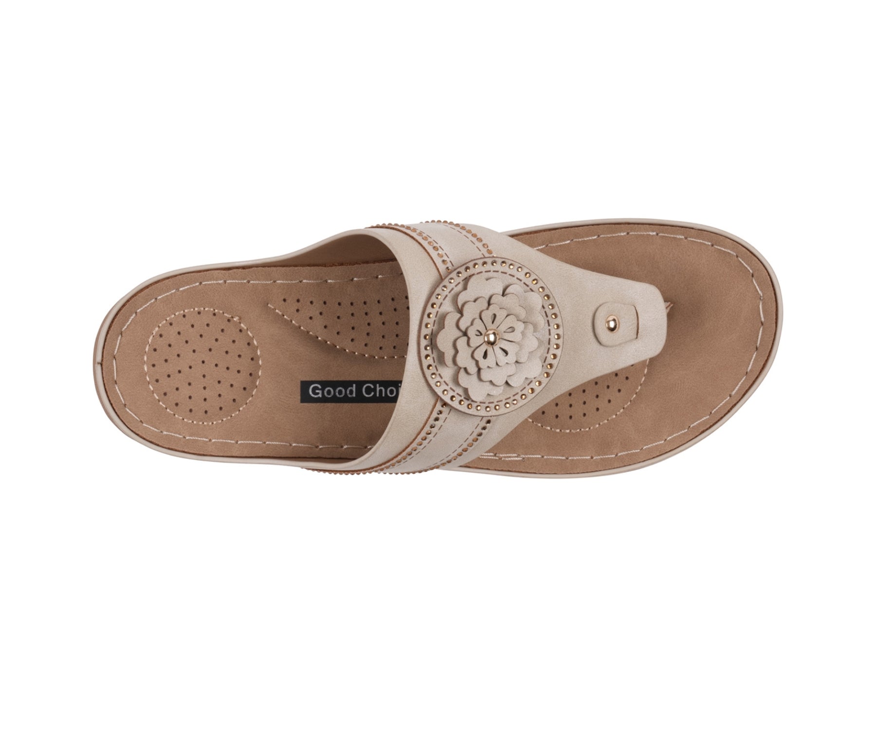 Women’s Vickie Gold Flower Thong Flat Comfort Sandals – Elegant Everyday Flats - GISTMI