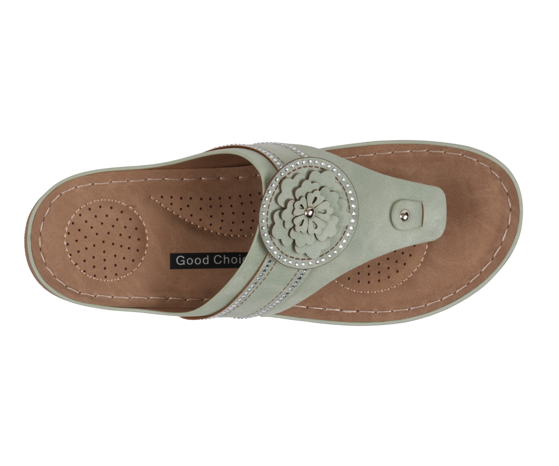 Women’s Vickie Sage Flower Thong Flat Comfort Sandals - GISTMI