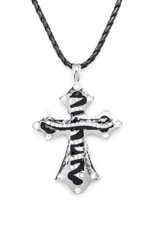 Zebra Printed Enamel Cross Pendant Necklace - GISTMI